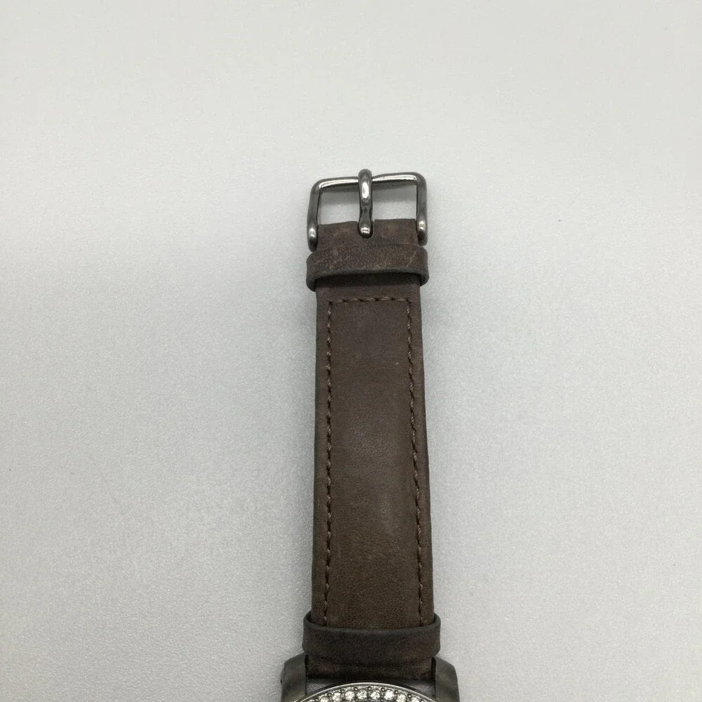 Fossil Emma ES3148 Womens Watch 38mm MOP Brown Leather Crystals New Battery